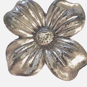 Vintage JEWELART Sterling Silver Flower Brooche